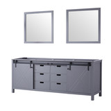 Lexora Marsyas 84 Inch Dark Grey Double Vanity Cabinet, no Top and 34 Inch Mirrors