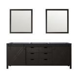 Lexora Marsyas 84 Inch Brown Double Vanity Cabinet, no Top and 34 Inch Mirrors