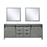 Lexora Marsyas 84 Inch Ash Grey Double Vanity Cabinet, no Top and 34 Inch Mirrors