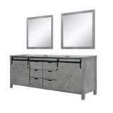 Lexora Marsyas 84 Inch Ash Grey Double Vanity Cabinet, no Top and 34 Inch Mirrors