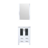 Lexora Volez 24 Inch White Single Vanity Cabinet, Integrated Top, White Integrated Square Sink and 22 Inch Mirror