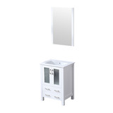Lexora Volez 24 Inch White Single Vanity Cabinet, Integrated Top, White Integrated Square Sink and 22 Inch Mirror
