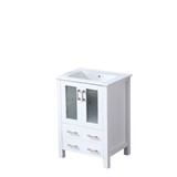 Lexora Volez 24 Inch White Single Vanity Cabinet, Integrated Top, White Integrated Square Sink and no Mirror
