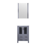 Lexora Volez 24 Inch Dark Grey Single Vanity Cabinet, Integrated Top, White Integrated Square Sink and 22 Inch Mirror