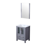 Lexora Volez 24 Inch Dark Grey Single Vanity Cabinet, Integrated Top, White Integrated Square Sink and 22 Inch Mirror