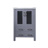 Lexora Volez 24 Inch Dark Grey Single Vanity Cabinet, Integrated Top, White Integrated Square Sink and no Mirror