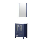Lexora Volez 24 Inch Navy Blue Single Vanity Cabinet, Integrated Top, White Integrated Square Sink and 22 Inch Mirror