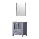 Lexora Volez 30 Inch Dark Grey Single Vanity Cabinet, Integrated Top, White Integrated Square Sink and 28 Inch Mirror