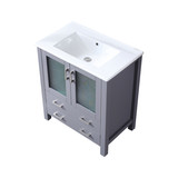 Lexora Volez 30 Inch Dark Grey Single Vanity Cabinet, Integrated Top, White Integrated Square Sink and no Mirror