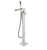 Lexora Cascata Free Standing Bathtub Filler Faucet w/ Handheld Shower Wand - Brushed Nickel