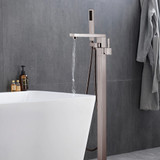 Lexora Mare Free Standing Bathtub Filler Faucet w/ Handheld Shower Wand - Brushed Nickel
