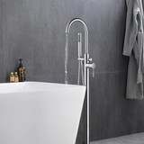 Lexora Lago Free Standing Bathtub Filler Faucet w/ Handheld Shower Wand - Chrome