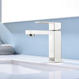 Lexora Monte Stainless Steel Single Hole Bathroom Faucet - Satin Nickel