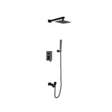 Lexora Monte Celo Stainless Steel Square Tub & Shower Faucet - Matte Black