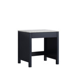 Lexora Jacques 30 Inch Navy Blue Make-Up Table, White Carrara Marble Top