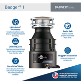 InSinkErator Badger 1 with Cord Garbage Disposal 1/3 HP - 80925A-ISE