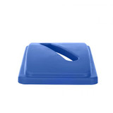 Alpine ALP478-4-BLU 23 Gal. Blue Rectangular Trash Can and Paper Recycling Lid