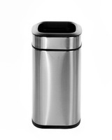 Alpine ALP470-10L 10 L / 2.6 Gal Stainless Steel Slim Open Trash Can, Brushed Stainless Steel
