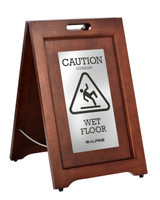 Alpine ALP499-SSB 2-Sided Wooden Stainless Steel Wet Floor Sign