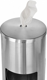 Alpine ALP4777 Floor Stand Wipe Dispenser, with High Capacity Built-in Trash Can, Stainless Steel