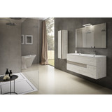 Lucena Bath 3066 Vision 2 Drawer Wall Mounted 32 Inch Vanity With Ceramic Sink - Abedul With Tortora Glass Handle