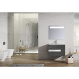 Lucena Bath 3069-04/White Vision 2 Drawer Wall Mounted 32 Inch Vanity With Ceramic Sink - Grey With White Glass Handle