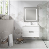 Lucena Bath 4261 Decor Tirador Wall Hung 40 Inch Vanity With Ceramic Sink - White