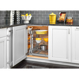 Rev-A-Shelf Chrome Three-Tier Wire Basket Organizer w/ Soft-Close for 15" Blind Corner Cabinet Openings - 5PSP3-15SC-CR