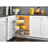 Rev-A-Shelf Chrome Three-Tier Wire Basket Organizer w/ Soft-Close for 15" Blind Corner Cabinet Openings - 5PSP3-15SC-CR
