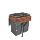 Rev-A-Shelf 4WCTM-WNRM-2150DM-2 Double 50 Qrt Top mount Waste Container w/Rev-A-Motion - Walnut