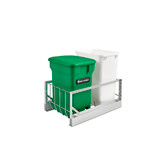 Rev-A-Shelf 5349-18CKGR-2 Aluminum 35 Qrt Waste Container Pull-Out w/Green Compost bin - Green