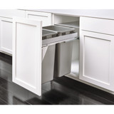 Rev-A-Shelf 53TM-18GSCDM3-FL Single 35/Double 8 Qrt Steel Top mount Waste Container - Metallic Silver