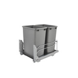 Rev-A-Shelf Double 35 Qrt Pull-out Waste Container Soft-Close - Metallic Silver - 53WC-1835SCDM-217