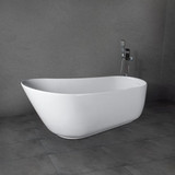 Vanity Art Beziers 59 in. Solid Surface Resin Flatbottom Freestanding Bathtub in White