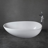 Vanity Art Noyers 59 in. Solid Surface Flatbottom Freestanding Bathtub in White