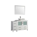 Vanity Art 48 in. Wide Bathroom White Vanity with White Ceramic Vessel Sink and Mirror - VA3136-48W