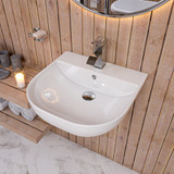 ALFI 20" x 21" White D-Bowl Porcelain Wall Mounted Bathroom Sink - AB110