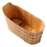 ALFI 59" Free Standing Cedar Wood Bathtub with Bench - AB1103