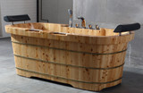 ALFI AB1130 65" 2 Person Free Standing Cedar Wooden Bathtub with Fixtures & Headrests