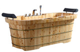 ALFI 65" 2 Person Free Standing Cedar Wooden Bathtub with Fixtures & Headrests - AB1130
