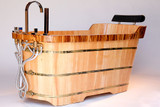 ALFI AB1148 59" Free Standing Wooden Bathtub with Chrome Tub Filler
