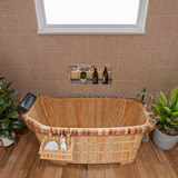 Alfi AB1148 59" Free Standing Wooden Bathtub with Chrome Tub Filler