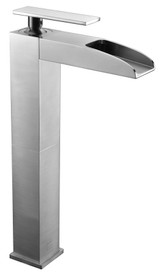 ALFI Brushed Nickel Single Hole Single Handle Tall Waterfall Bathroom Faucet - AB1597-BN