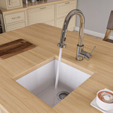 Alfi AB1720UM-W White 17" X 20" Undermount Rectangular Granite Composite Kitchen Prep Sink