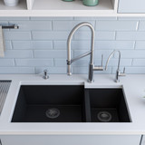 ALFI Brushed Nickel Gooseneck Single Handle Spring Spout Pullout Kitchen Faucet - AB2015