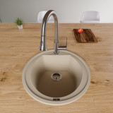 Alfi AB2020DI-B Biscuit 20" Drop-In Round Granite Composite Kitchen Bar / Prep Sink