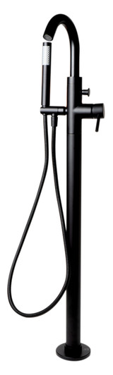 ALFI Black Matte Single Lever Floor Mounted Tub Filler Faucet Mixer w Hand Held Shower Head - AB2534-BM