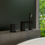 ALFI Black Matte 3 Hole Deck Mounted Tub Filler Faucet with Hand Held - AB2322-BM