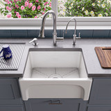 ALFI 24" x 18" White Arched Apron Thick Wall Fireclay Single Bowl Farmhouse Sink - AB2418ARCH-W