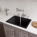 ALFI Black Matte 24" x 18" Fireclay Undermount or Drop In Fireclay Kitchen Sink - AB2418UD-BM